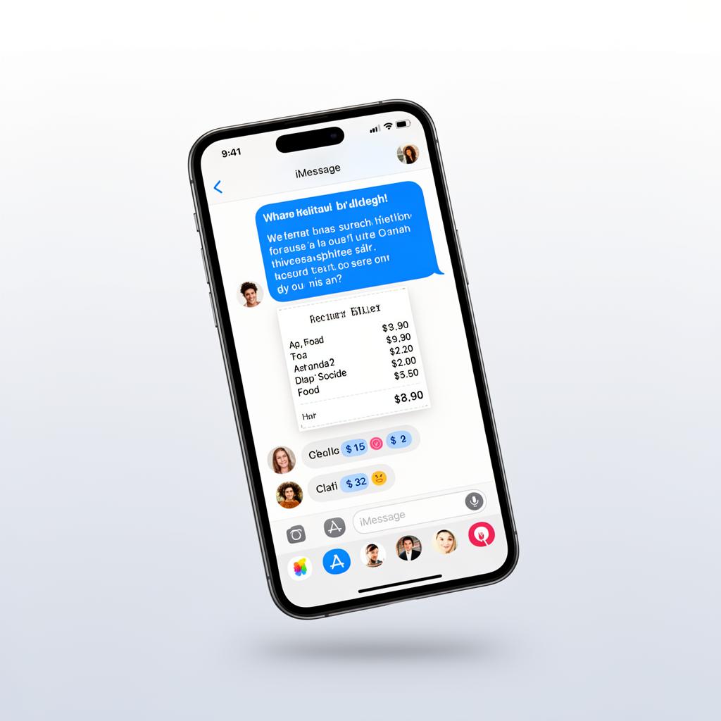 Loot bill splitting app running inside iMessage showing a receipt breakdown and friend assignments